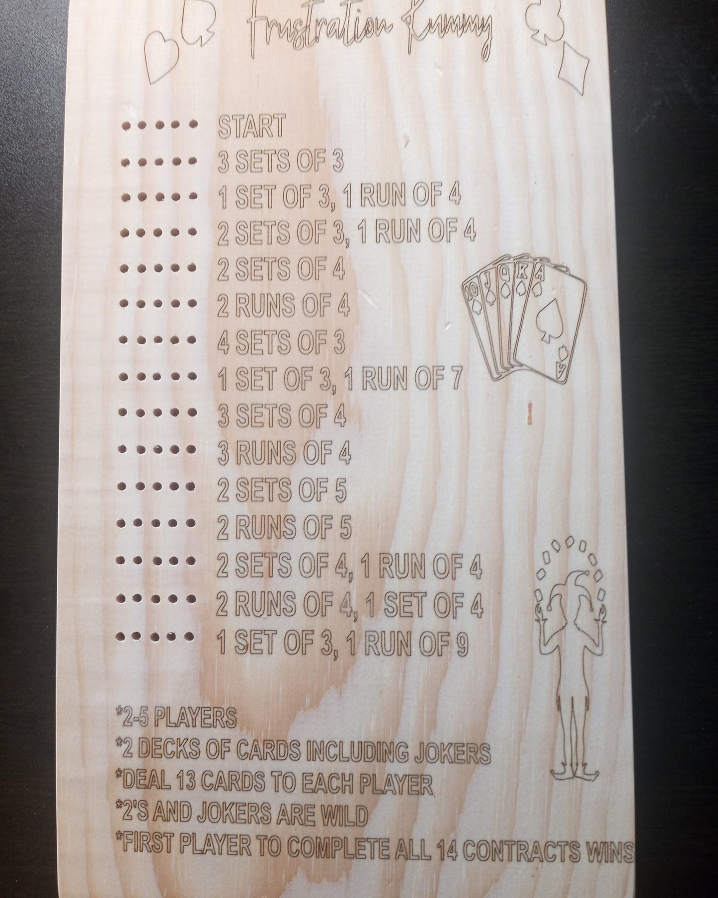 Frustration rummy game board